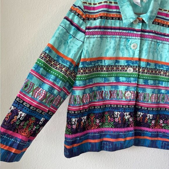 Coldwater Creek Southwestern Aztec Print Jacket Multicolor Cotton Women’s Sz XL - Picture 3 of 8
